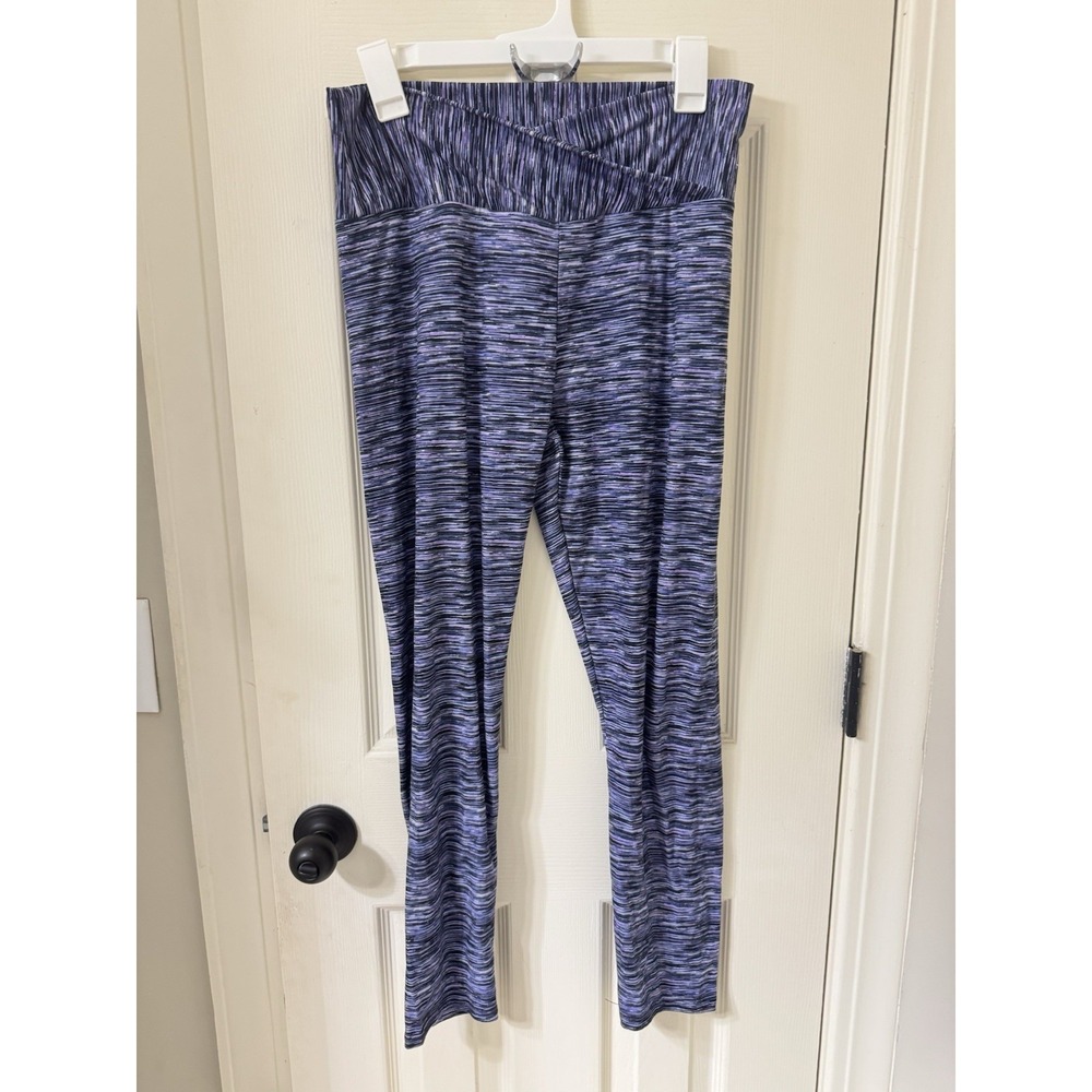 No Boundaries Womens 2XL Striped Ankle Leggings Purple Black White Polyester